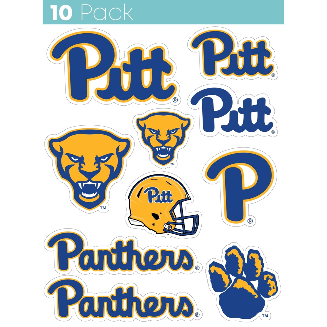 Pittsburgh Panthers 10-Pack 4 inches in size on one of its sides NCAA Durable School Spirit Vinyl Decal Sticker Image 1