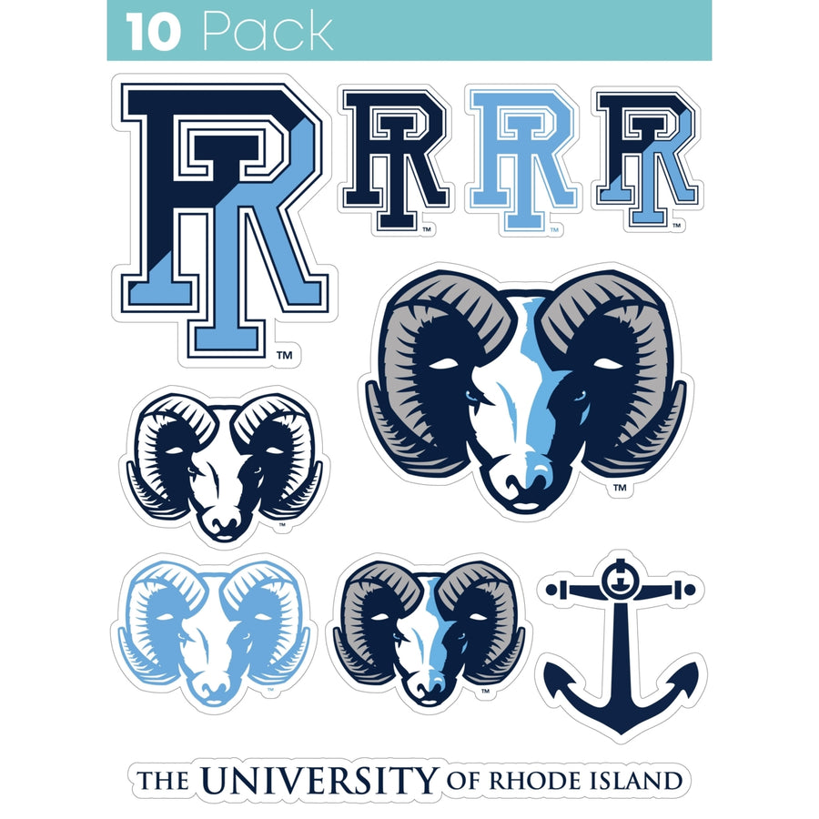 Rhode Island University 10-Pack 4 inches in size on one of its sides NCAA Durable School Spirit Vinyl Decal Sticker Image 1