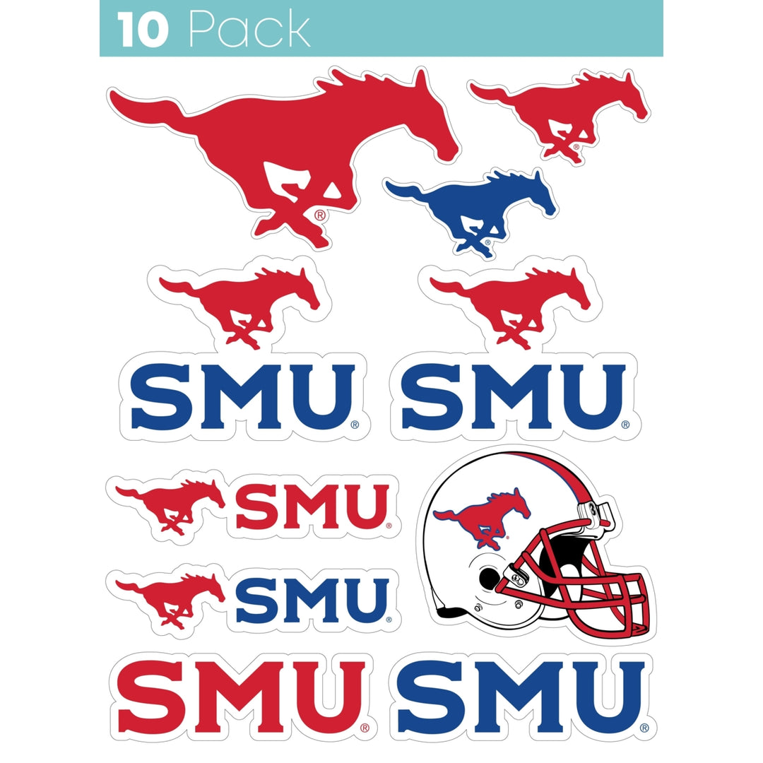 Southern Methodist University 10-Pack 4 inches in size on one of its sides NCAA Durable School Spirit Vinyl Decal Image 1