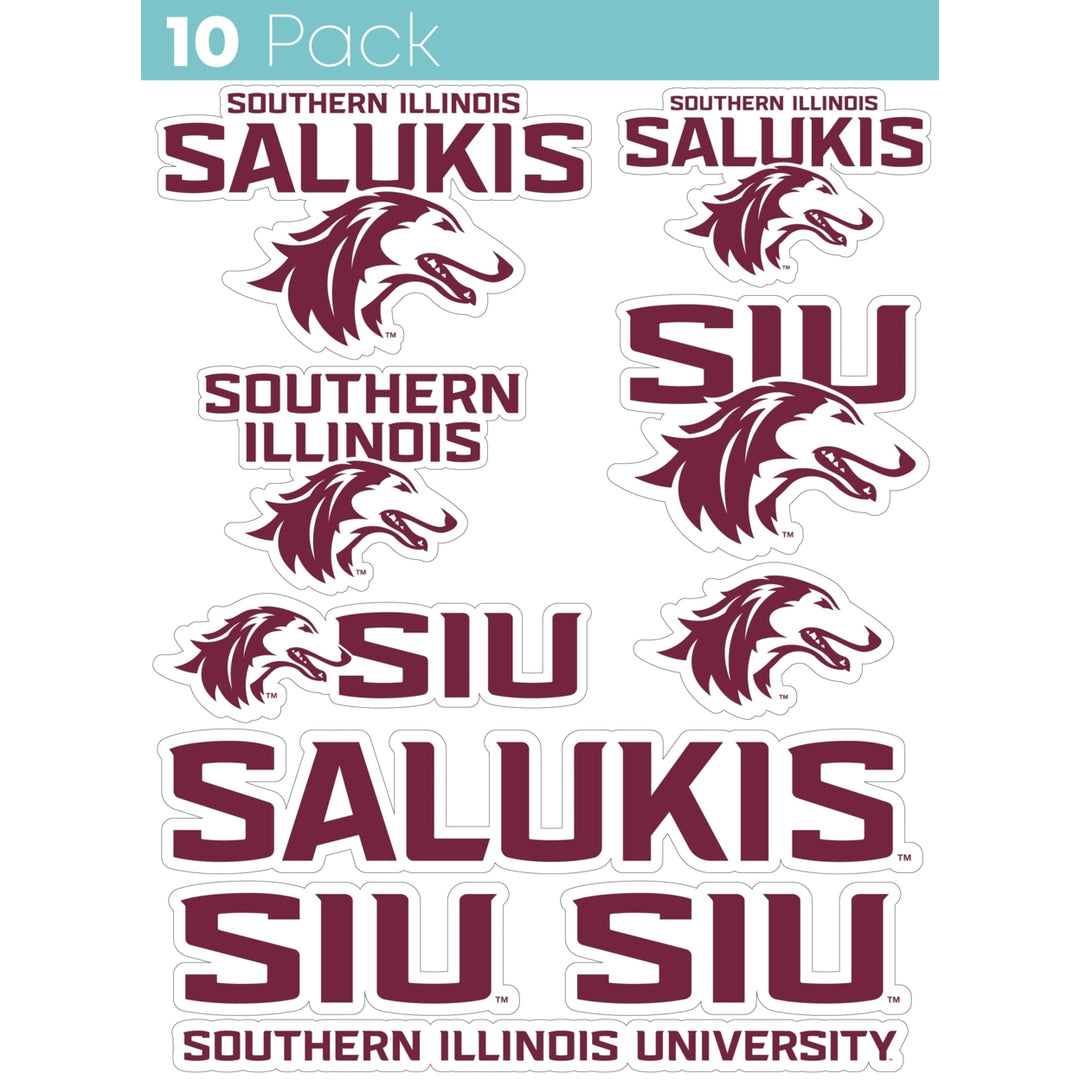 Southern Illinois Salukis 10-Pack 4 inches in size on one of its sides NCAA Durable School Spirit Vinyl Decal Sticker Image 1