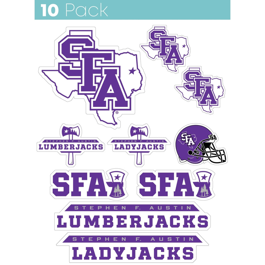 Stephen F. Austin State University 10-Pack 4 inches in size on one of its sides NCAA Durable School Spirit Vinyl Decal Image 1