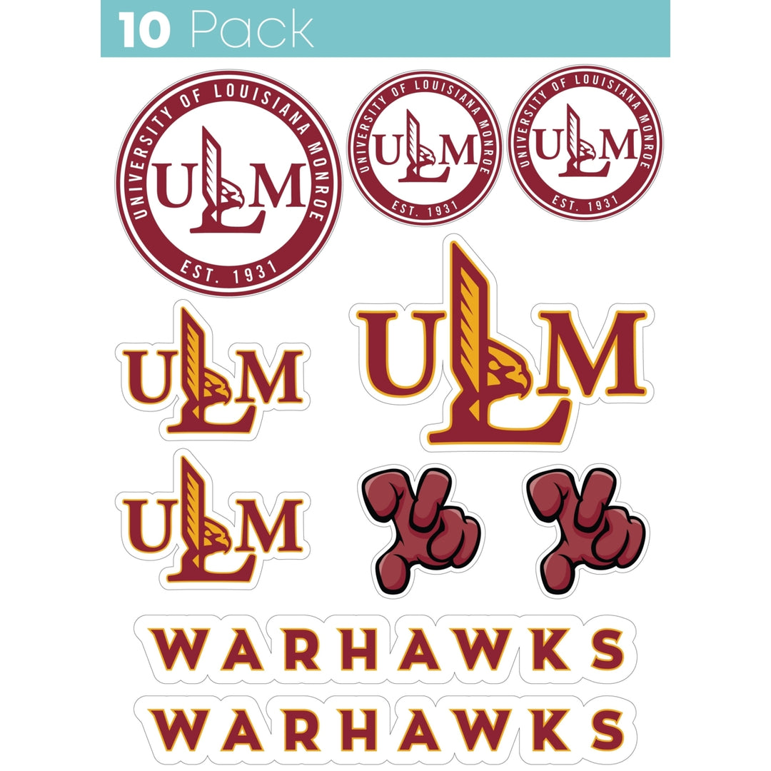 University of Louisiana Monroe 10-Pack 4 inches in size on one of its sides NCAA Durable School Spirit Vinyl Decal Image 1