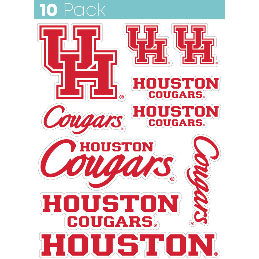 University of Houston 10-Pack 4 inches in size on one of its sides NCAA Durable School Spirit Vinyl Decal Sticker Image 1