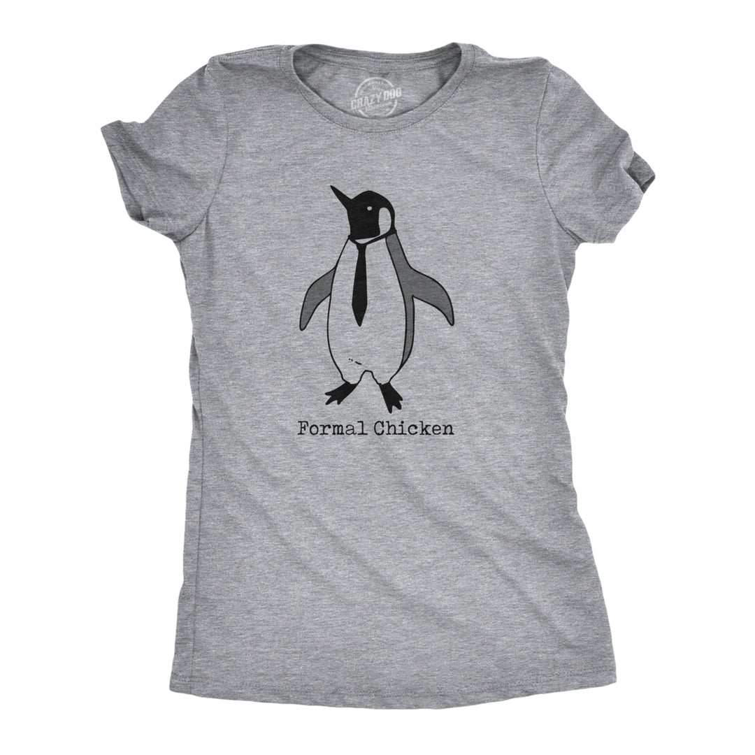 Womens Formal Chicken T Shirt Funny Penguin Suit Tuxedo Tie Joke Tee For Ladies Image 1