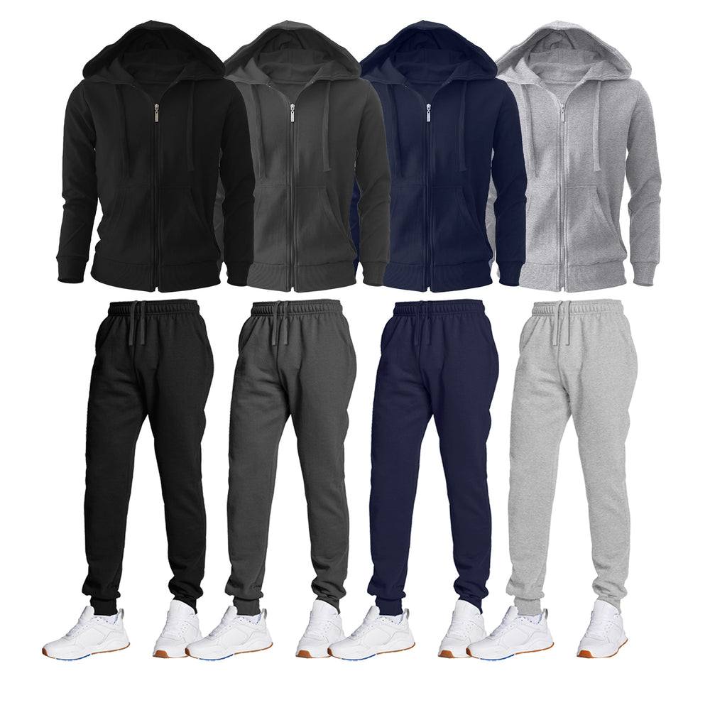 Mens Casual Jogging Suit Track Sports Zip Up Jogger Set Image 2