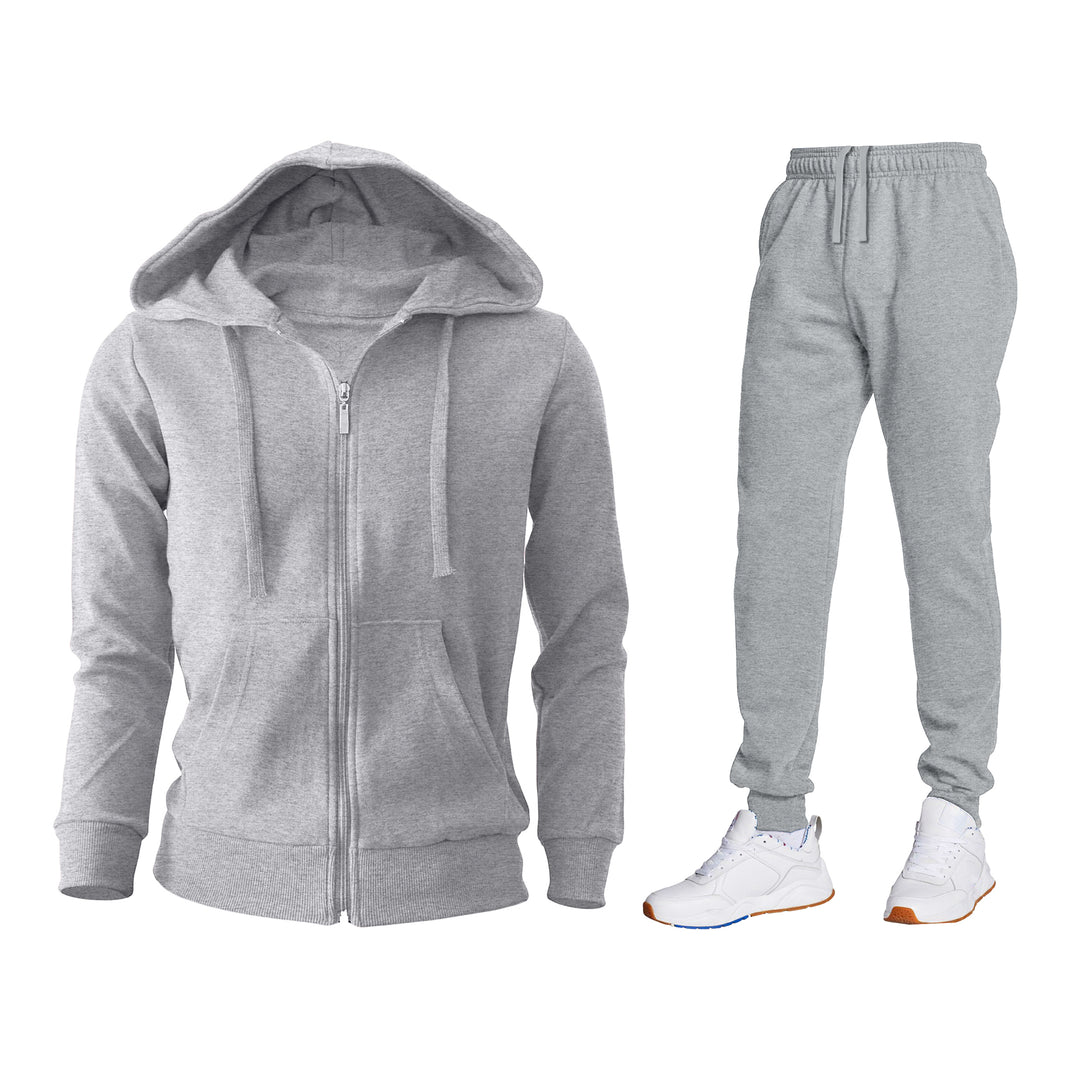 Mens Casual Jogging Suit Track Set Zip Up Hoodie Fleece Lined Joggers 2 Pockets Image 4