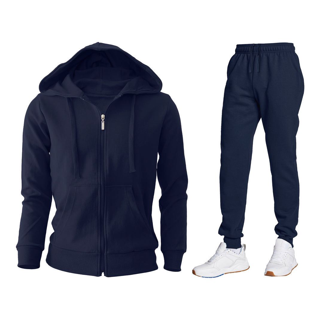 Mens Casual Jogging Suit Track Set Zip Up Hoodie Fleece Lined Joggers 2 Pockets Image 6