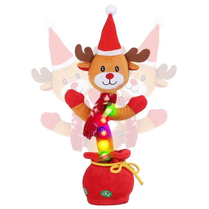 Kid Electric Dance Toy Christmas Elk Snowman Senior Penguin Plush Toy Interactive Sing Song Whirling Mimicking Recording Image 4