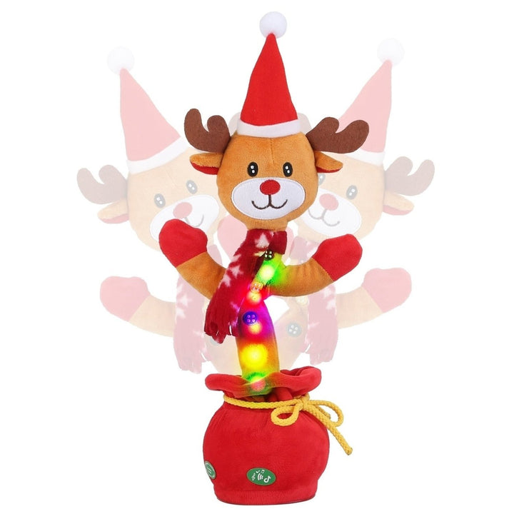 Kid Electric Dance Toy Christmas Elk Snowman Senior Penguin Plush Toy Interactive Sing Song Whirling Mimicking Recording Image 1