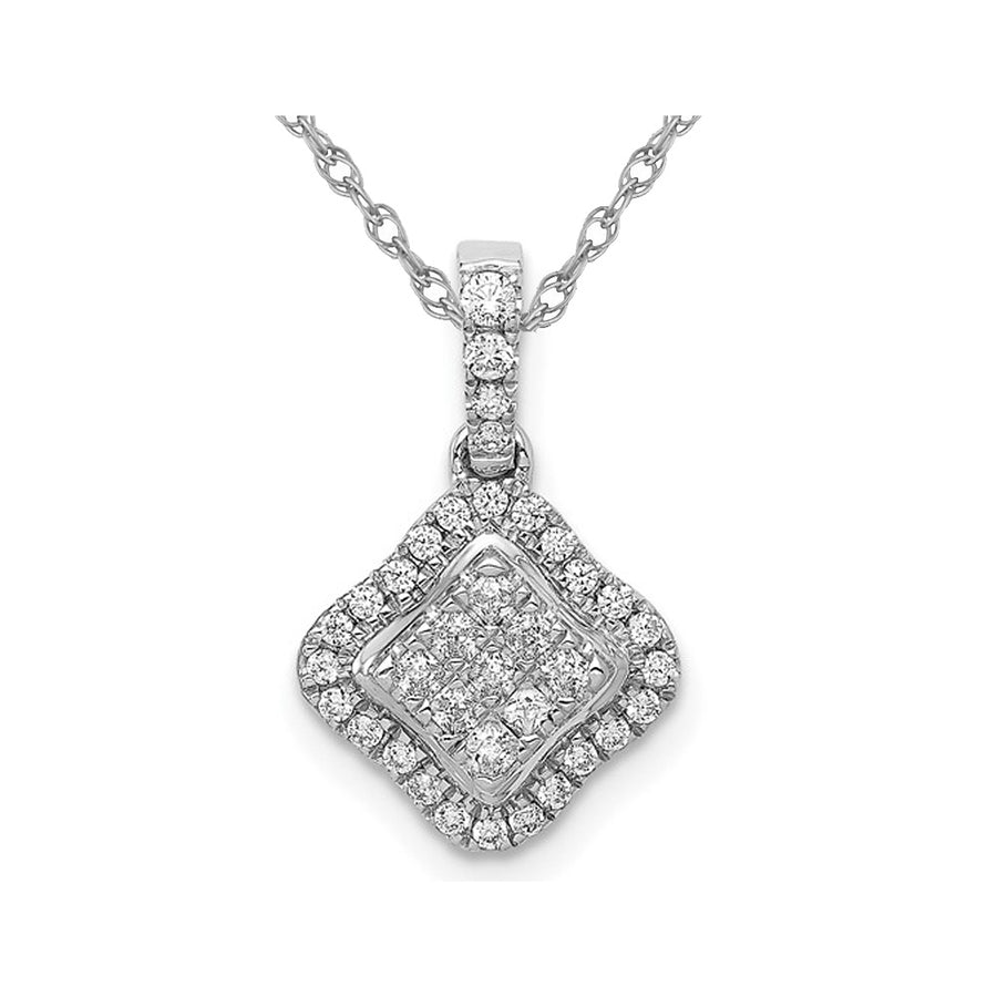 1/4 Carat (ctw) Diamond Cluster Pendant Necklace in 10K White Gold with Chain Image 1