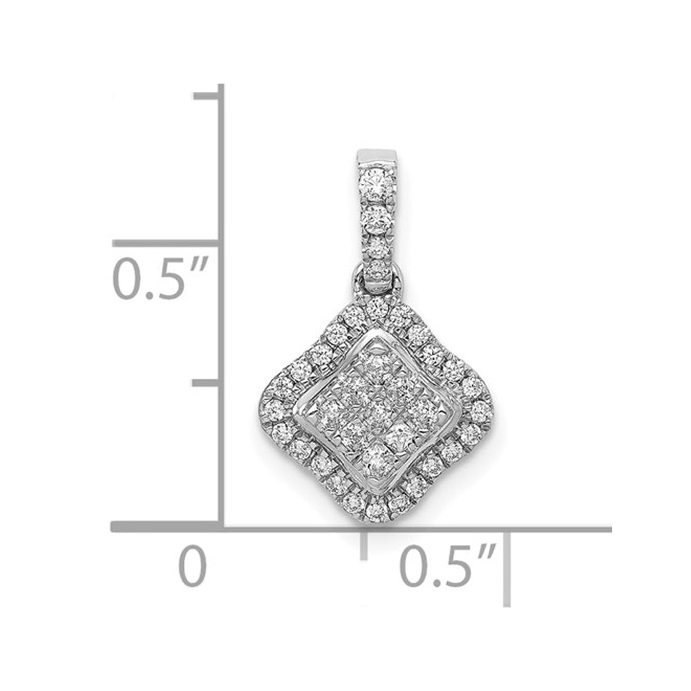 1/4 Carat (ctw) Diamond Cluster Pendant Necklace in 10K White Gold with Chain Image 2
