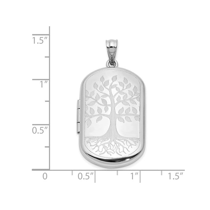 Tree Rectangle Locket Pendant Necklace in Sterling Silver with Chain Image 3