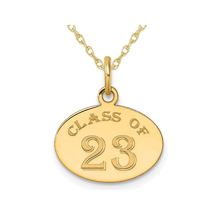 10K Yellow Gold Class of 2023 Oval Charm Pendant Necklace with Chain Image 1