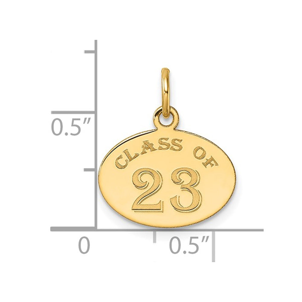 10K Yellow Gold Class of 2023 Oval Charm Pendant Necklace with Chain Image 2