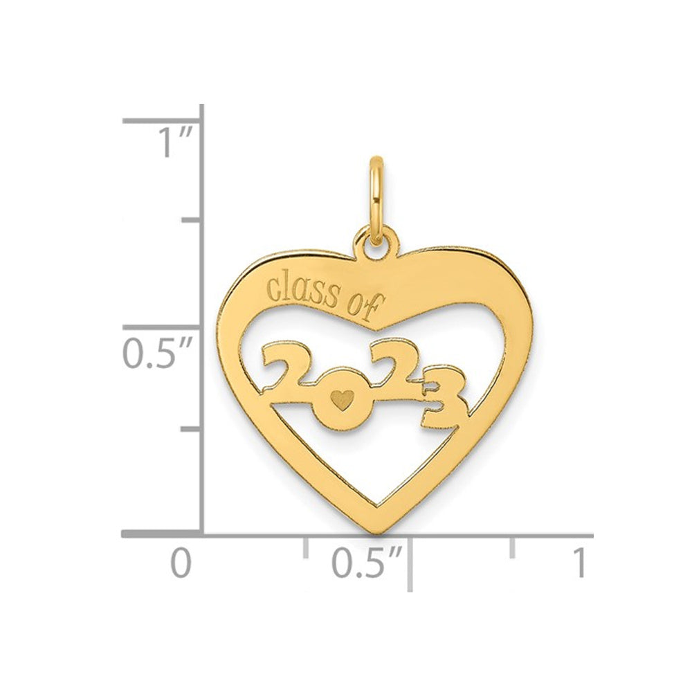 14K Yellow Gold Class of 2023 Open Heart Charm Pendant Necklace with Chain Image 2