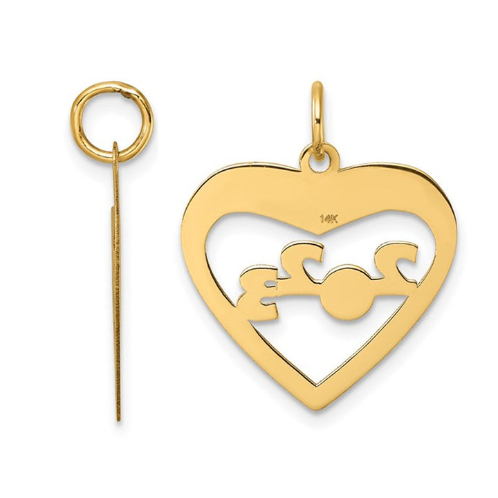 14K Yellow Gold Class of 2023 Open Heart Charm Pendant Necklace with Chain Image 3