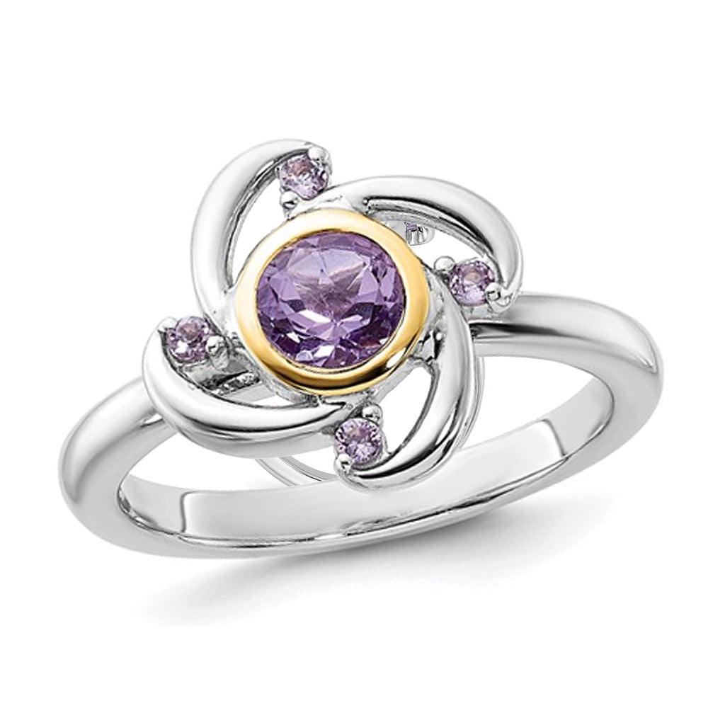 1/2 Carat (ctw) Amethyst Flower Ring in Sterling Silver Image 1