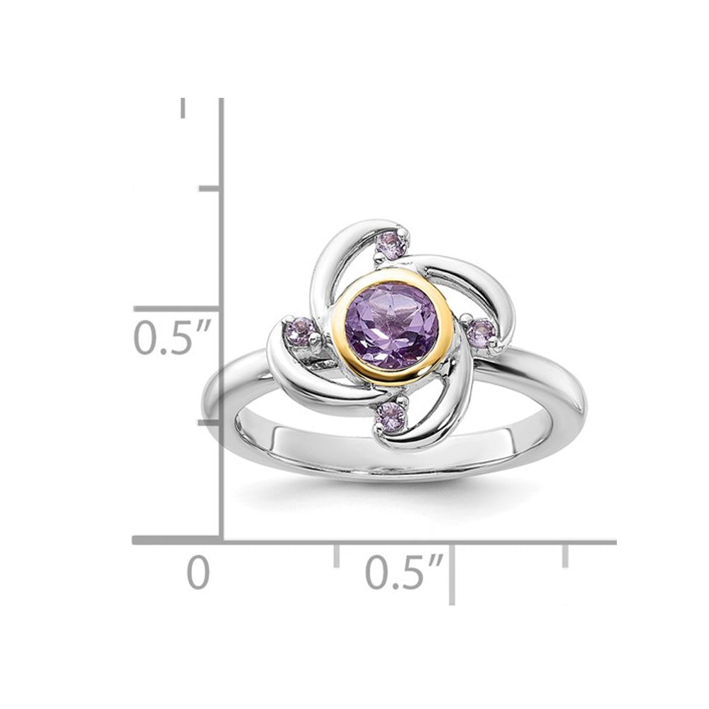 1/2 Carat (ctw) Amethyst Flower Ring in Sterling Silver Image 2