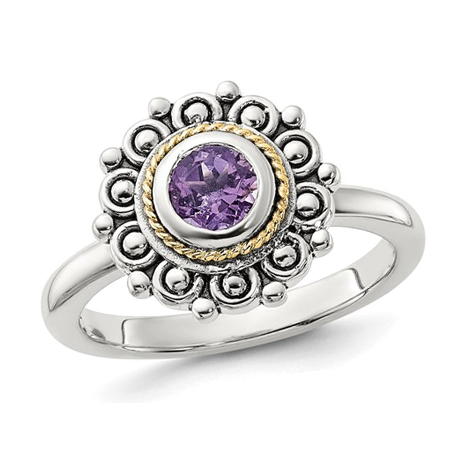 2/5 Carat (ctw) Amethyst Ring in Sterling Silver with Yellow Accent Image 1