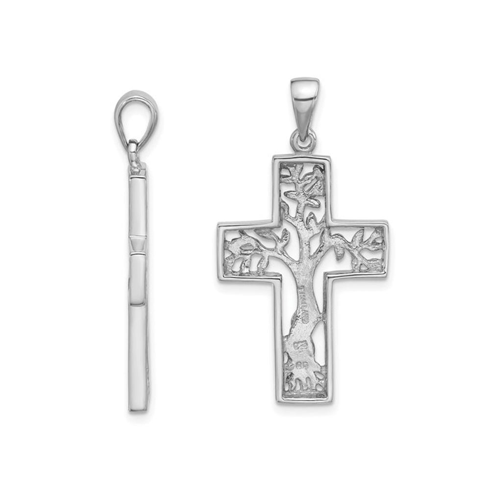 Sterling Silver Tree in Cross Pendant Necklace with Chain Image 2