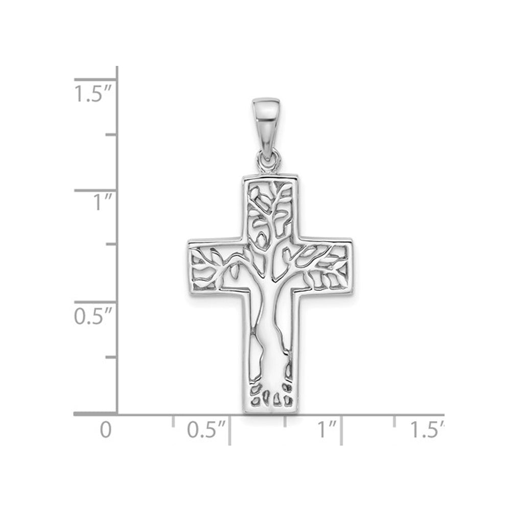 Sterling Silver Tree in Cross Pendant Necklace with Chain Image 3