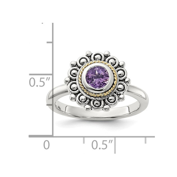 2/5 Carat (ctw) Amethyst Ring in Sterling Silver with Yellow Accent Image 3