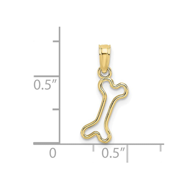 10K Yellow Gold Cut-Out Dog Bone Charm Pendant Necklace with Chain Image 3