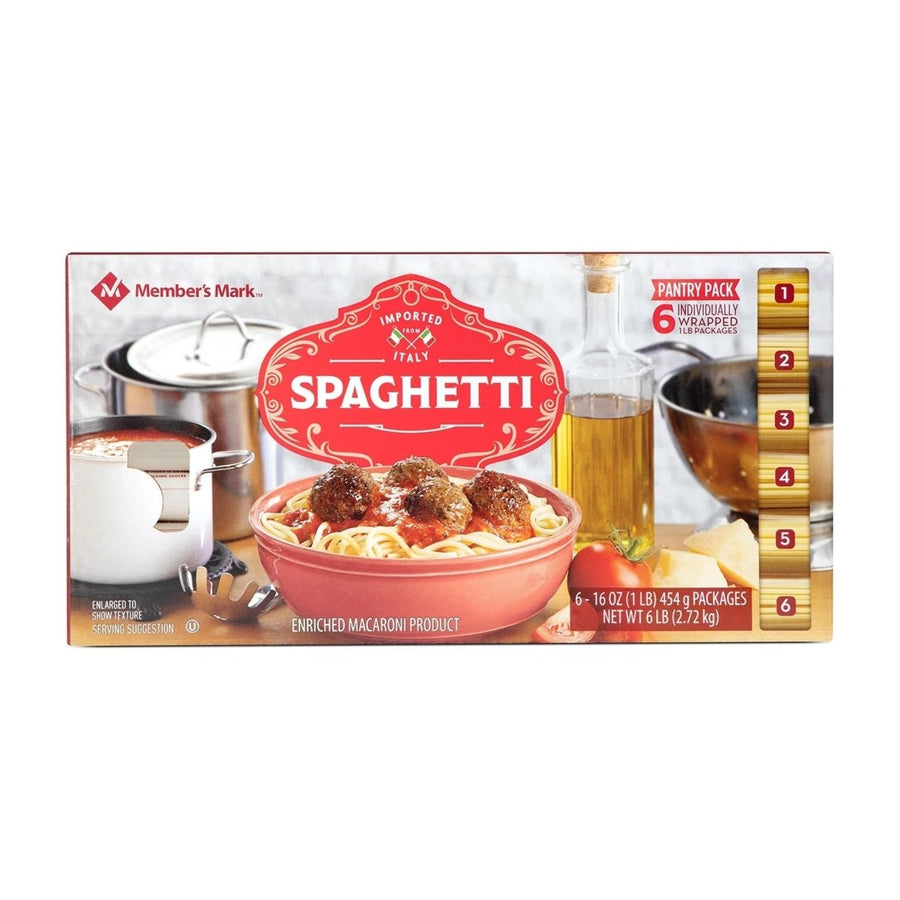 Members Mark Spaghetti Pasta Pantry Pack 1 Pound (Pack of 6) Image 1