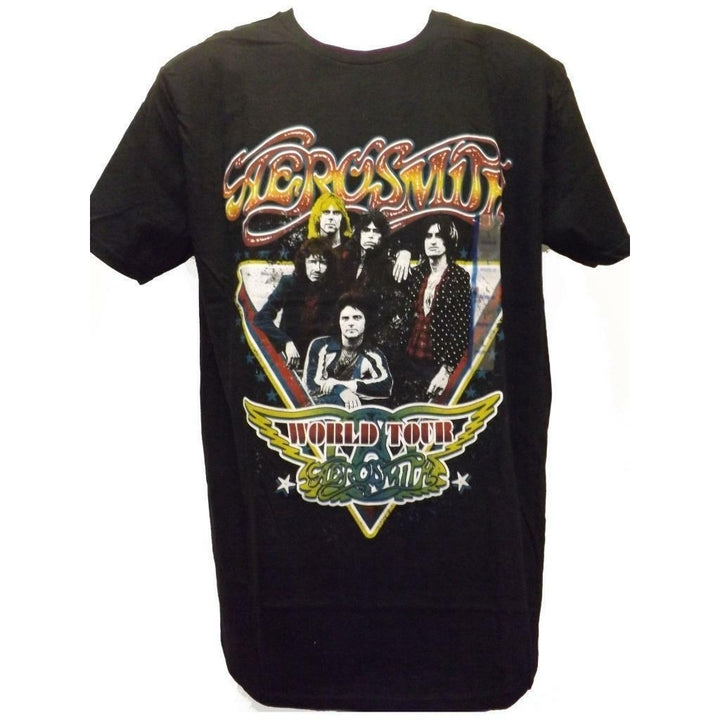 New Aerosmith Mens Size L Large Licensed World Tour Concert Athletic Fit Shirt Image 1