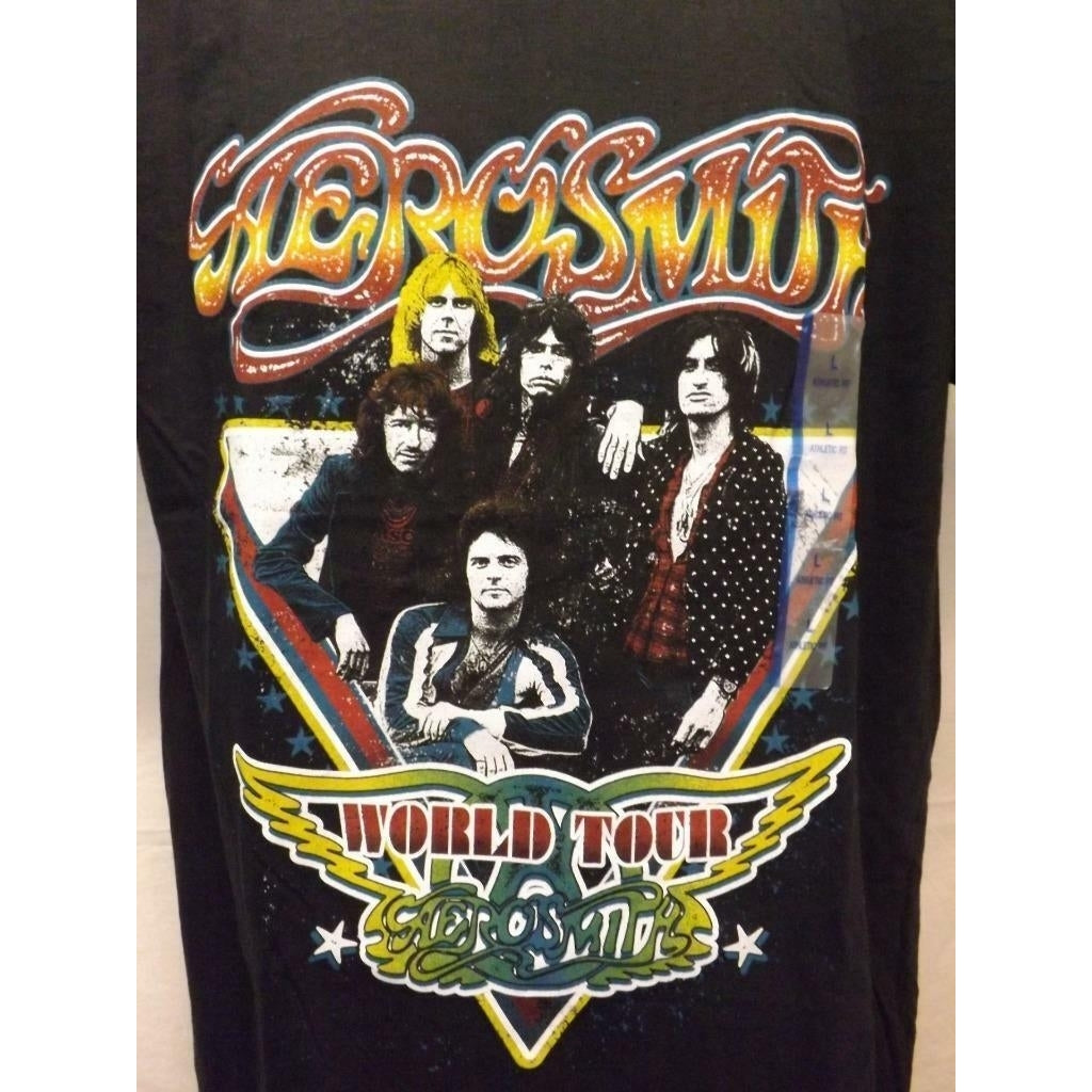 New Aerosmith Mens Size L Large Licensed World Tour Concert Athletic Fit Shirt Image 2