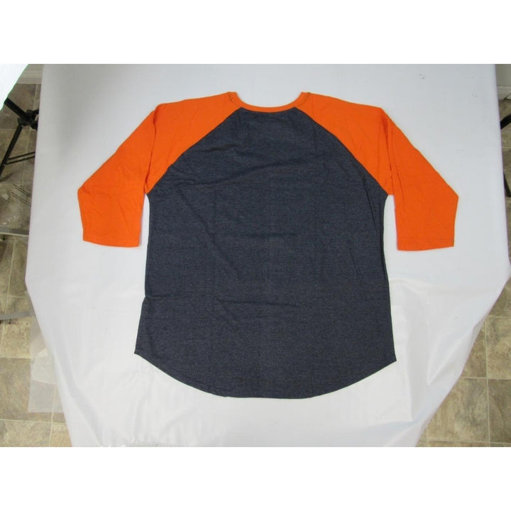 Detroit Tigers Mens Size 2XL-Tall Majestic Blue/Orange Raglan Shirt Image 2