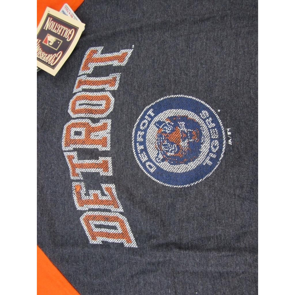 Detroit Tigers Mens Size 2XL-Tall Majestic Blue/Orange Raglan Shirt Image 4