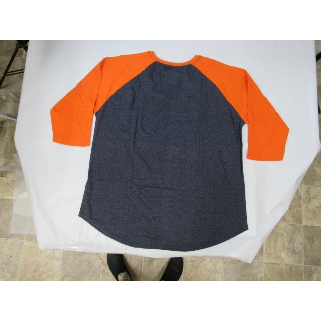 Detroit Tigers Mens Size 2XL-Tall Majestic Blue/Orange Raglan Shirt Image 4