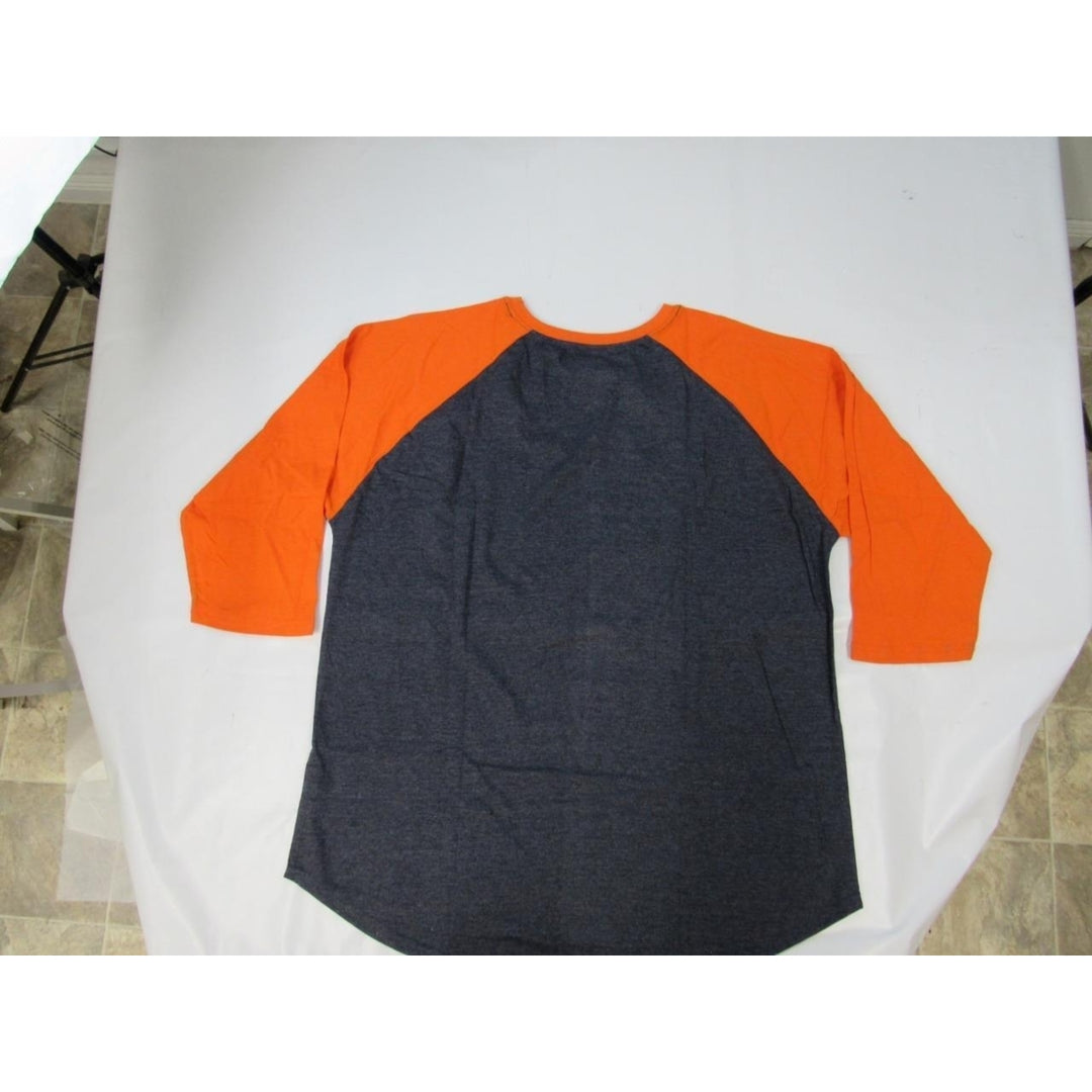 Detroit Tigers Mens Size 2XL-Tall Majestic Blue/Orange Raglan Shirt Image 6