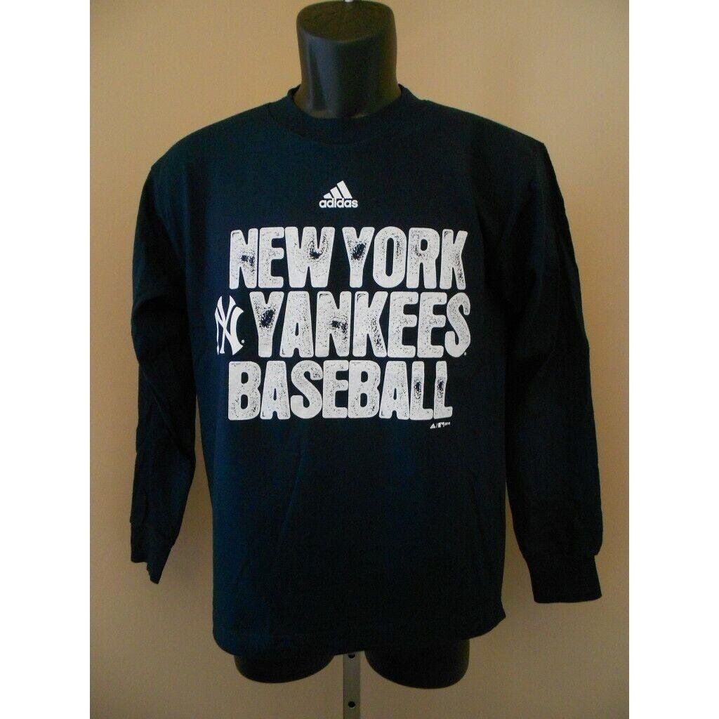 York Yankees YOUTH Medium (10-12) Adidas Blue Long Sleeve Shirt Image 2