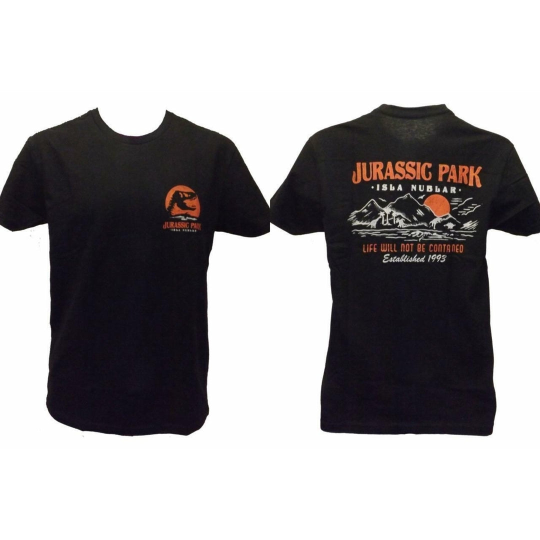 Jurassic Park Isla Nublar Mens Size XS X-Small Black Jurassic World Shirt Image 1
