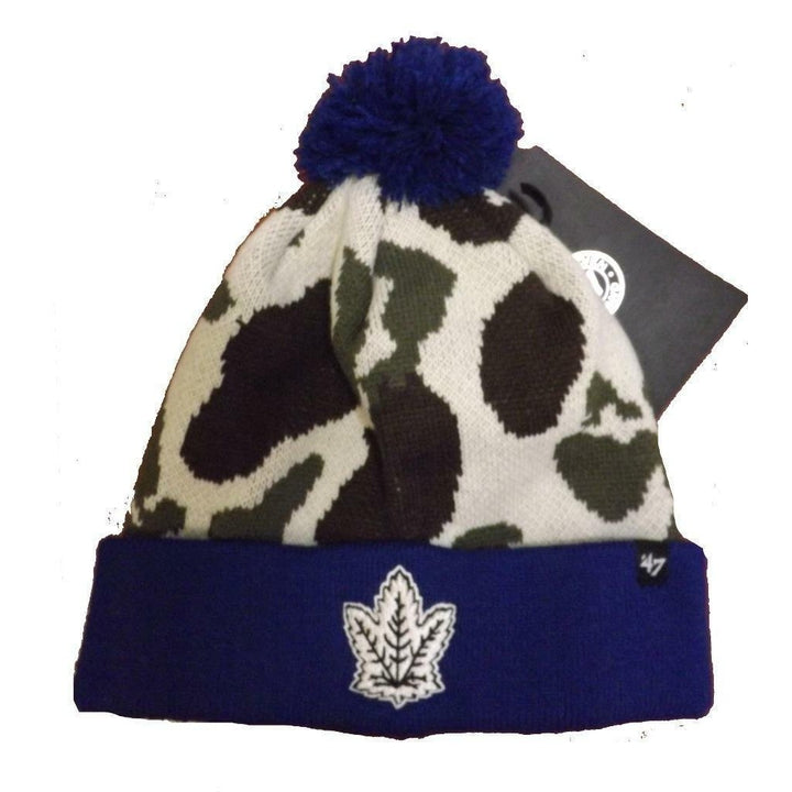 Toronto Maple Leafs Mens Size OSFA 47 Brand Blue Camo Cuffed Knit Beanie Hat Image 1