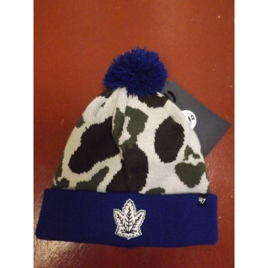 Toronto Maple Leafs Mens Size OSFA 47 Brand Blue Camo Cuffed Knit Beanie Hat Image 3