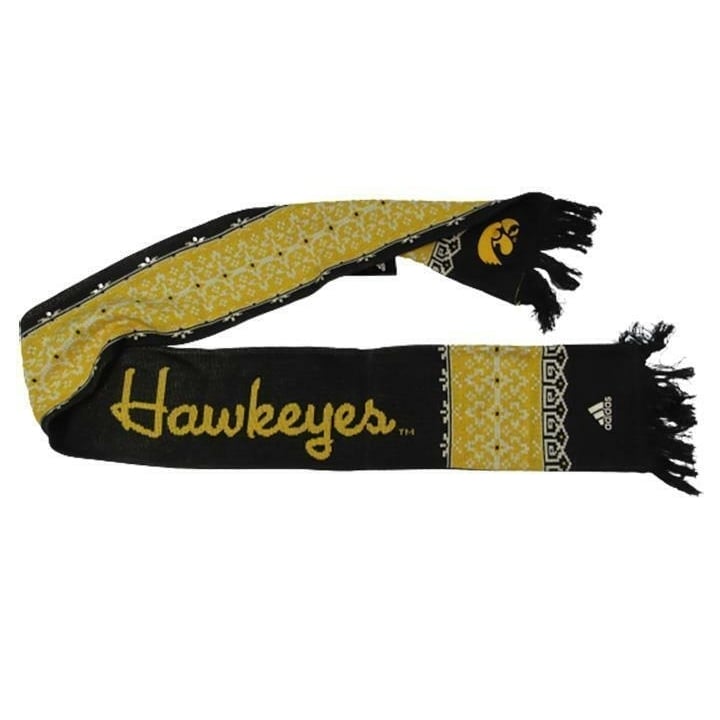 Iowa Hawkeyes Mens Adult OSFA Black and Yellow Adidas Scarf 32 Image 1