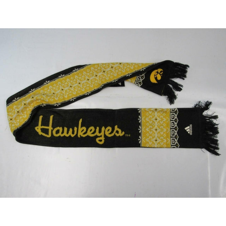 Iowa Hawkeyes Mens Adult OSFA Black and Yellow Adidas Scarf 32 Image 2