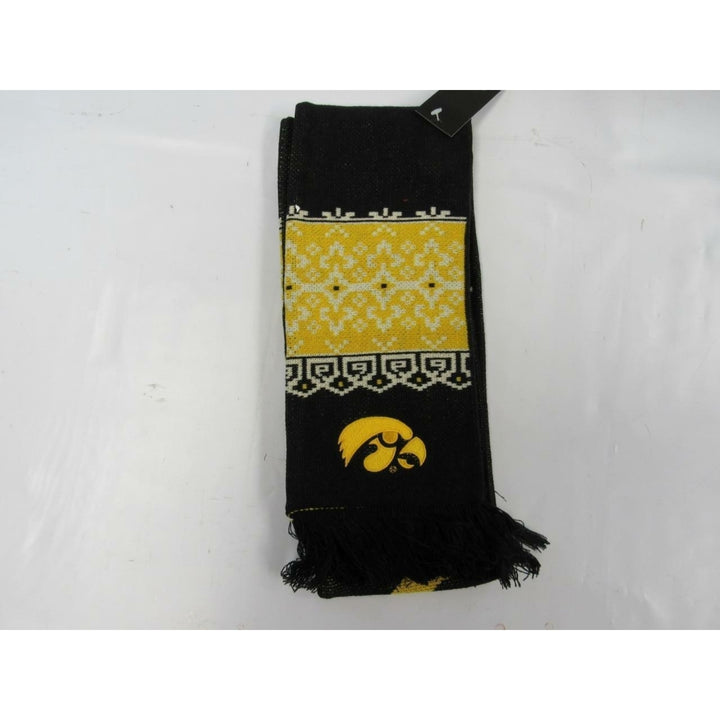 Iowa Hawkeyes Mens Adult OSFA Black and Yellow Adidas Scarf 32 Image 4