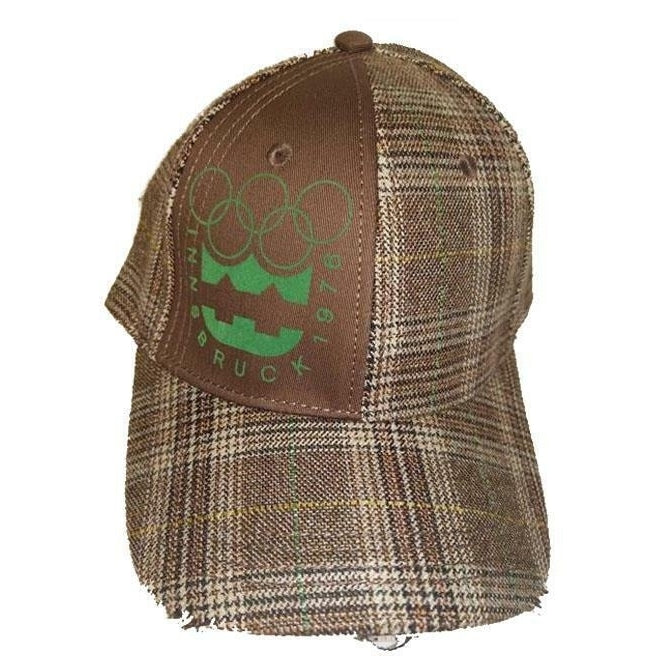 1976 Innsbruck Austria Winter Olympics Mens OSFA Brown Plaid Cap Hat Image 1