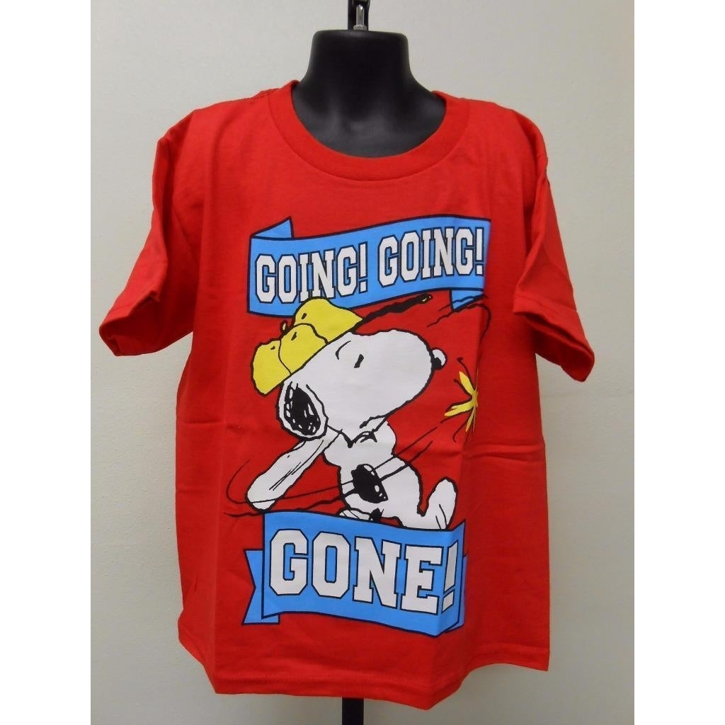 PEANUTS SNOOPY "going going gone" Youth Kids M MEDIUM size 8 T-SHIRT Image 1