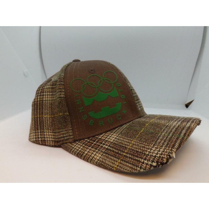 1976 Innsbruck Austria Winter Olympics Mens OSFA Brown Plaid Cap Hat Image 3