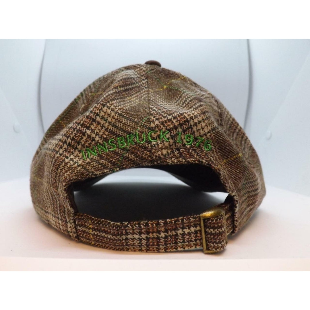 1976 Innsbruck Austria Winter Olympics Mens OSFA Brown Plaid Cap Hat Image 4