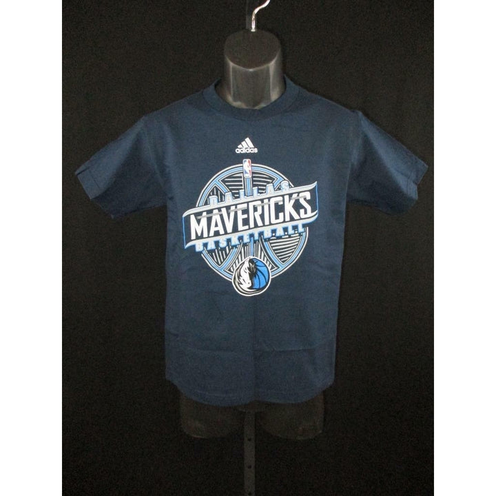 New Dallas Mavericks MAVS YOUTH Medium M 10-12 Adidas Navy Blue Shirt Image 4