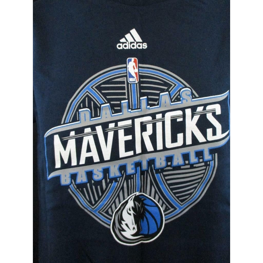 Dallas Mavericks MAVS YOUTH Medium M 10-12 Adidas Navy Blue Shirt Image 4