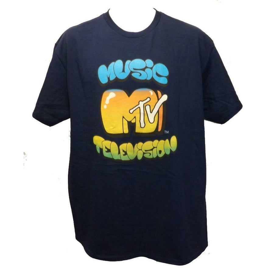 Classic MTV Colorful Adult Mens Size L Large Blue 90S Style Shirt Image 1