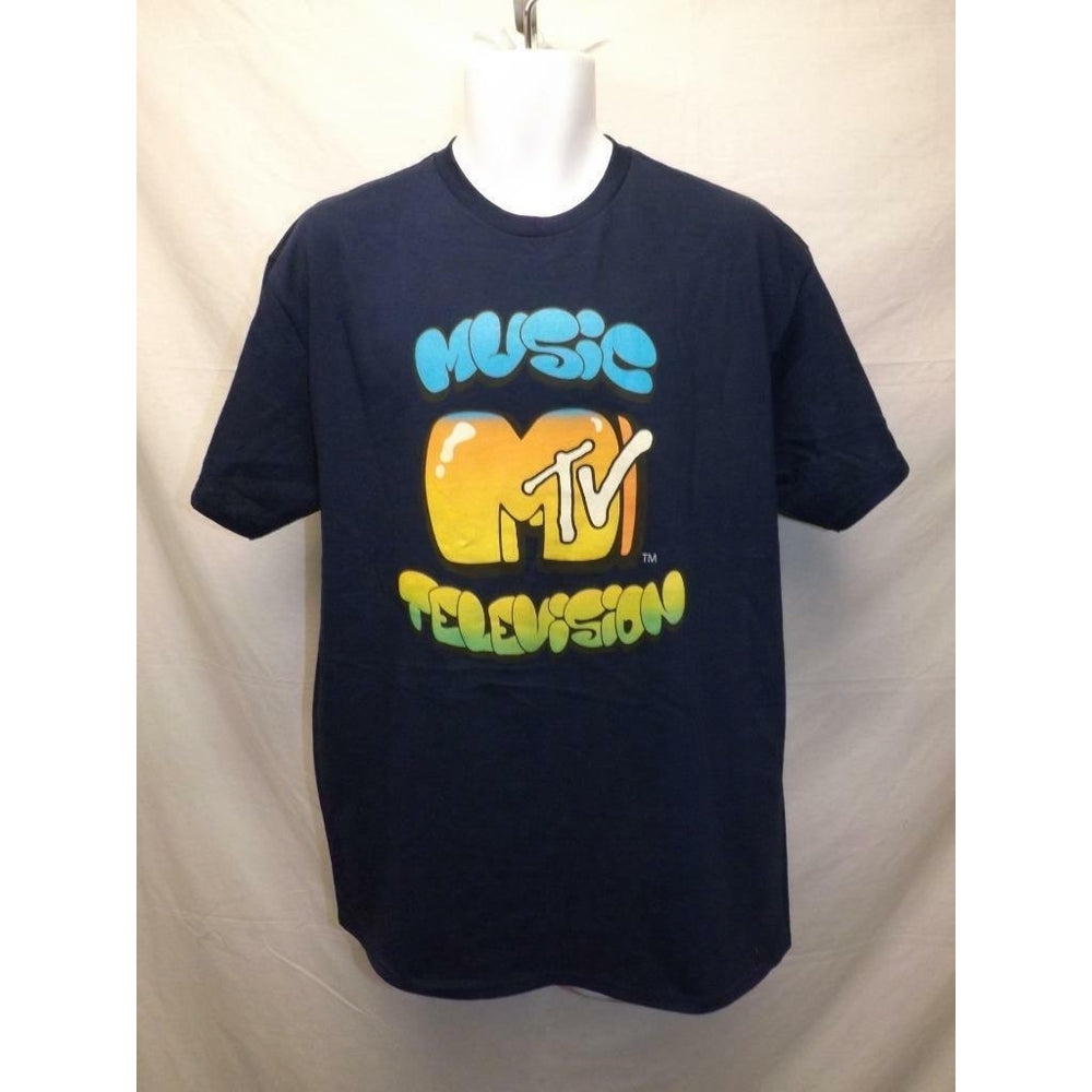 Classic MTV Colorful Adult Mens Size L Large Blue 90S Style Shirt Image 2