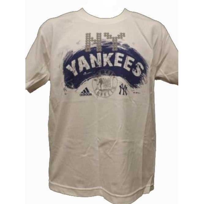 Nice York NY Yankees YOUTH Medium M 10/12 Adidas White T-Shirt Image 1